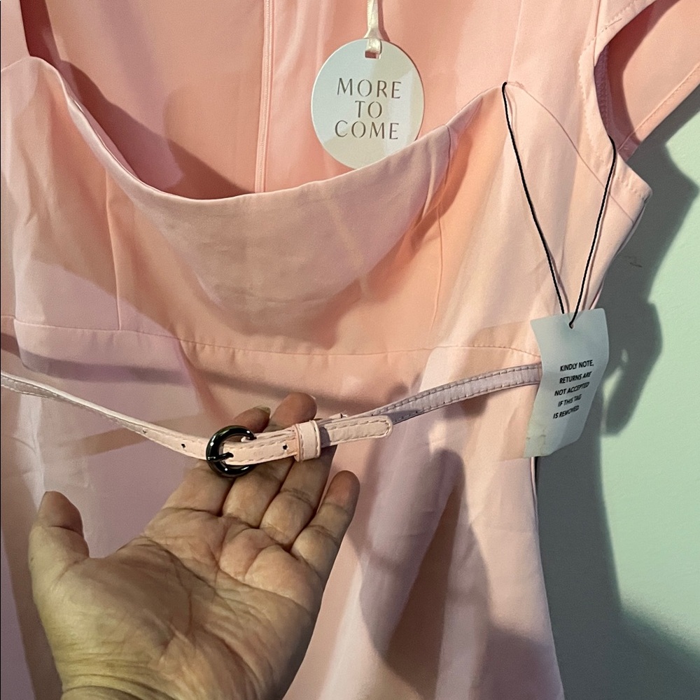MORE TO COME Cap-Sleeve Square Neck Mini Dress in Blush Pink - Picture 9 of 13
